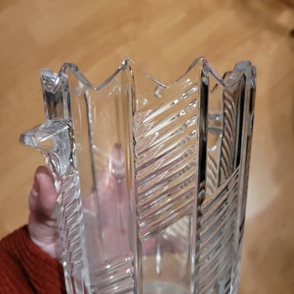 Vintage Bohemian Czech Cut Glass Ice Bucket Vase Etched Crystal 7" - Picture 3 of 11